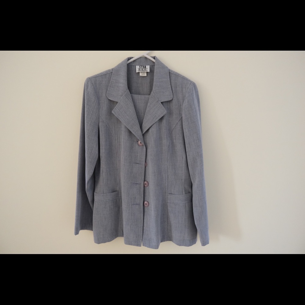 *CCC VTG  Gray office four button blazer jacket and pants suit